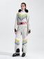 Women's Ivory Color Blocking Snow-Resistant Ventilated Snow Suit One-Piece Ski Suit - Gsou Snow