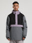 Men's Black & Grey Color-Block Kangaroo Pocket Snow Anoraks Insulated Ski Anoraks - Gsou Snow