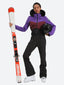 Women's Purple & Black Waist-Defining Waterproof Ski Suits Insulated One-Piece Snowboard Suits - Gsou Snow