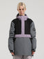 Women's Black & Grey Color-Block Kangaroo Pocket Snow Anoraks Insulated Ski Anoraks - Gsou Snow