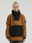 Women's Black & Brown Patchwork Kangaroo Pocket Snow Anoraks Ski Anoraks - Gsou Snow