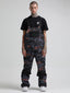 Men's Grey & Red Wave Relaxed-Fit Snow Bibs With Knee Reinforcements Ski Bibs - Gsou Snow