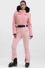 Women's Pink Full Shirred Design Ski Suit One-Piece Snowboard Suit - Gsou Snow