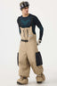 Men's Khaki Workwear Style Snow Bibs Built-in Belt Super Baggy Ski Bibs - Gsou Snow