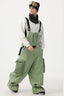 Men's Mint Green Workwear Style Built-in Belt Snow Bibs Baggy Ski Bibs - Gsou Snow