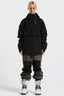 Women's Black Asymmetrical Kangaroo Pocket Snow Anoraks Waterproof Insulated Ski Anoraks - Gsou Snow