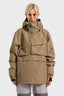 Women's Brown Asymmetrical Kangaroo Pocket Snow Anoraks Waterproof Insulated Ski Anoraks - Gsou Snow