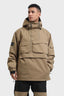 Men's Brown Asymmetrical Kangaroo Pocket Snow Anoraks Waterproof Insulated Ski Anoraks - Gsou Snow