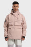 Men's Pink Asymmetrical Kangaroo Pocket Snow Anoraks Waterproof Insulated Ski Anoraks - Gsou Snow