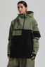 Women's Green & Black Asym-Zip Snow Jacket Utility Pocket Waterproof Ski Jacket - Gsou Snow