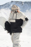 Women's White & Black Asym-Zip Snow Jacket Utility Pocket Waterproof Ski Jacket - Gsou Snow