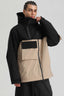 Men's Black & Khaki Asym-Zip Snow Jacket Utility Pocket Waterproof Ski Jacket - Gsou Snow
