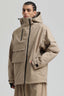 Men's Khaki Asym-Zip Utility Snow Jacket Pocket Waterproof Ski Jacket - Gsou Snow