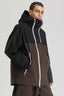 Men's Black & Coffee Face Vent Asym-Zip Snow Jacket Waterproof Insulated Ski Jacket - Gsou Snow