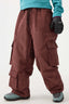 Women's Burgundy Baggy Multi-Pocket Ski Pants Corduroy Snow Pants