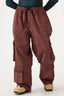 Men's Burgundy Baggy Multi-Pocket Ski Pants Corduroy Snow Pants