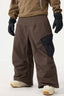 Men's Coffee Baggy Color-Blocked Ski Pants Cargo Pocket Snow Pants