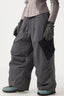 Women's Dark Gray Baggy Color-Blocked Snow Pants Cargo Pocket Ski Pants - Gsou Snow