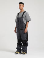 Men's Brown Full-Zip Hook & Loop Closure Ski Bibs Snow Bibs
