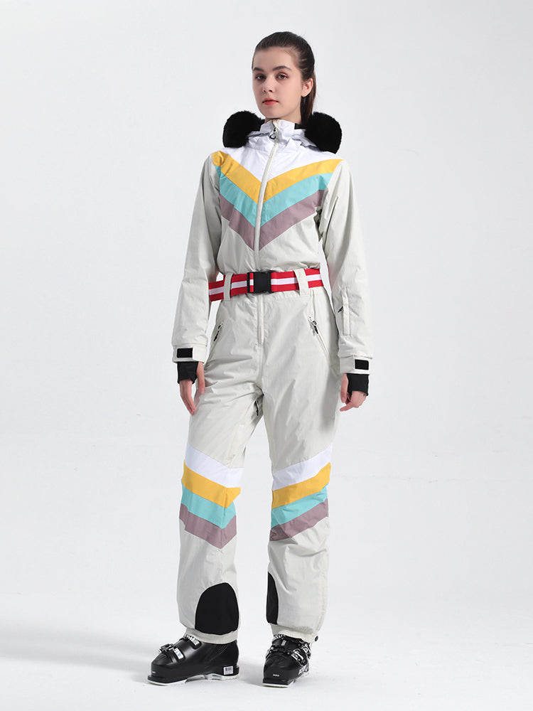 Women's Ivory Ventilated Snow-Resistant Ski Suit One-Piece Snow Suit