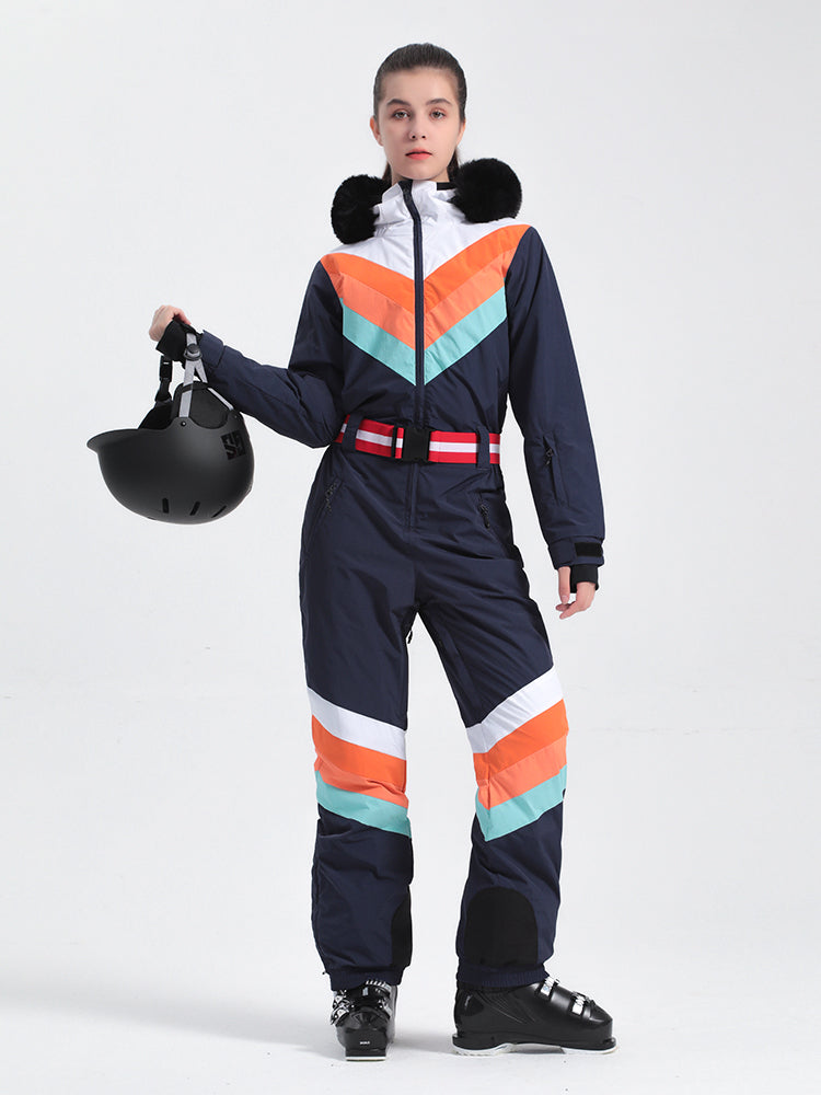 Women's Red Ventilated Snow-Resistant Ski Suit One-Piece Snow Suit