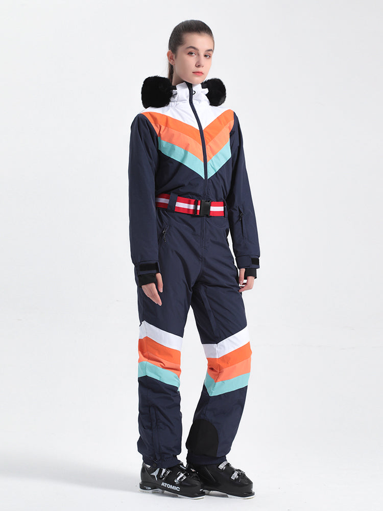 Women's Red Ventilated Snow-Resistant Ski Suit One-Piece Snow Suit