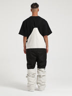 Men's Dark Gray Full-Zip Hook & Loop Closure Ski Bibs Snow Bibs