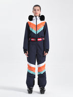 Women's Red Ventilated Snow-Resistant Ski Suit One-Piece Snow Suit