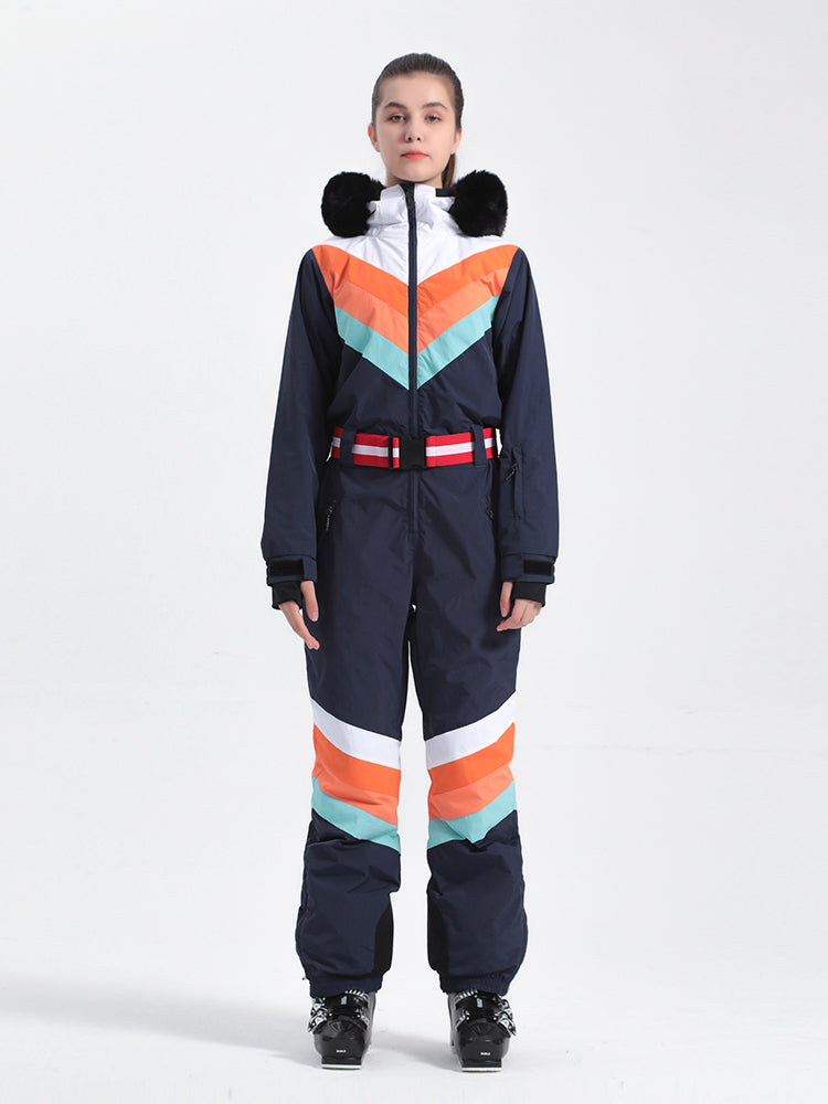 Women's Red Ventilated Snow-Resistant Ski Suit One-Piece Snow Suit