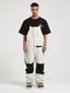 Men's White Full Front Zip Snow Bibs With Hook & Loop Closure Ski Bibs - Gsou Snow