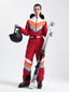 Women's Red Ventilated Snow-Resistant Ski Suit One-Piece Snow Suit