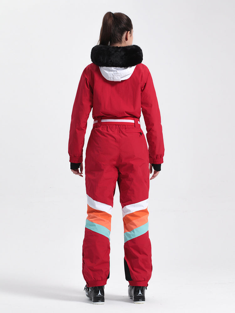 Women's Black Ventilated Snow-Resistant Ski Suit One-Piece Snow Suit