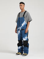 Men's Brown Full-Zip Hook & Loop Closure Ski Bibs Snow Bibs