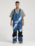 Men's White Full-Zip Hook & Loop Closure Ski Bibs Snow Bibs