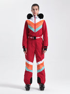 Women's Navy Blue Ventilated Snow-Resistant Ski Suit One-Piece Snow Suit