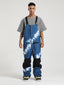 Men's Tie Dye Blue Full-Zip Hook & Loop Closure Ski Bibs Snow Bibs