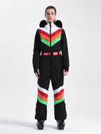Women's Black Ventilated Snow-Resistant Ski Suit One-Piece Snow Suit