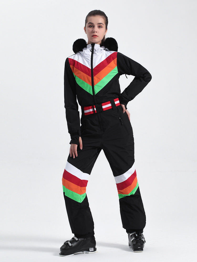 Women's Navy Blue Ventilated Snow-Resistant Ski Suit One-Piece Snow Suit