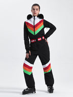 Women's Navy Blue Ventilated Snow-Resistant Ski Suit One-Piece Snow Suit
