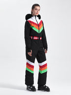 Women's Red Ventilated Snow-Resistant Ski Suit One-Piece Snow Suit