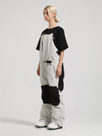 Women's Dark Gray Full-Zip Hook & Loop Closure Ski Bibs Snow Bibs