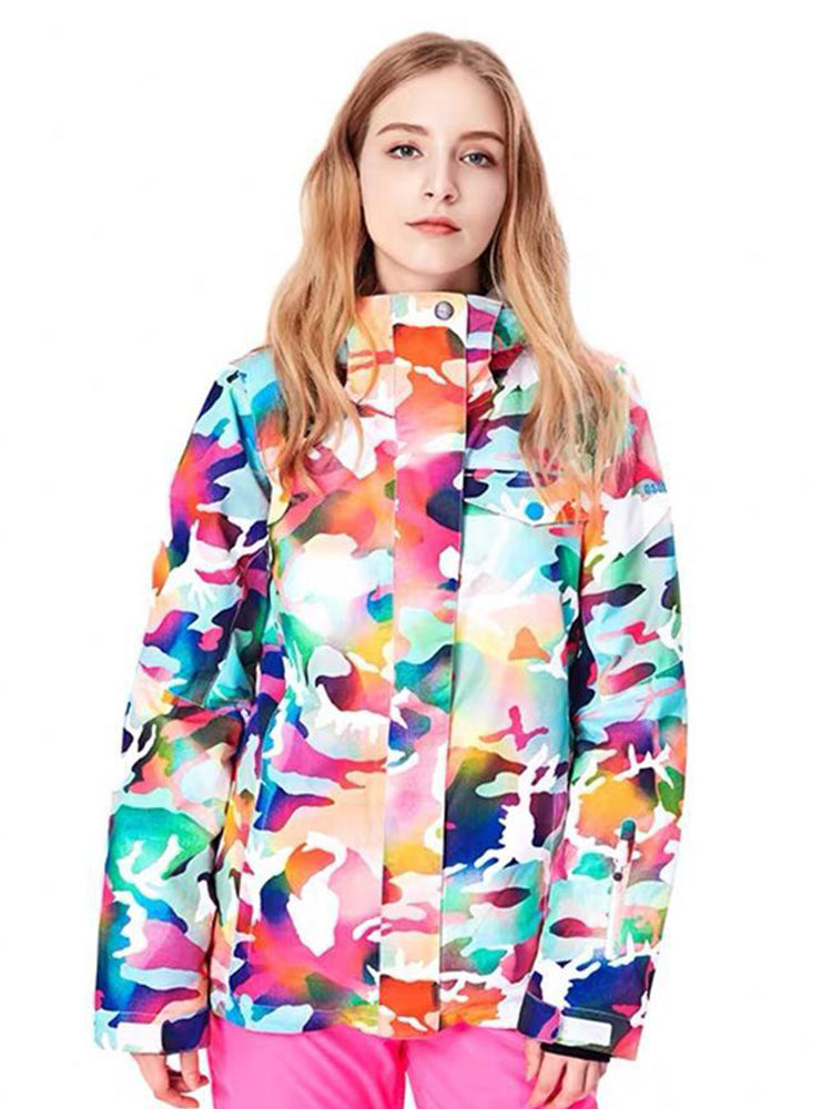 Women's Vibrant Camo Insulated Ski Jacket With Detachable Hood Snow Jackets Secondary image