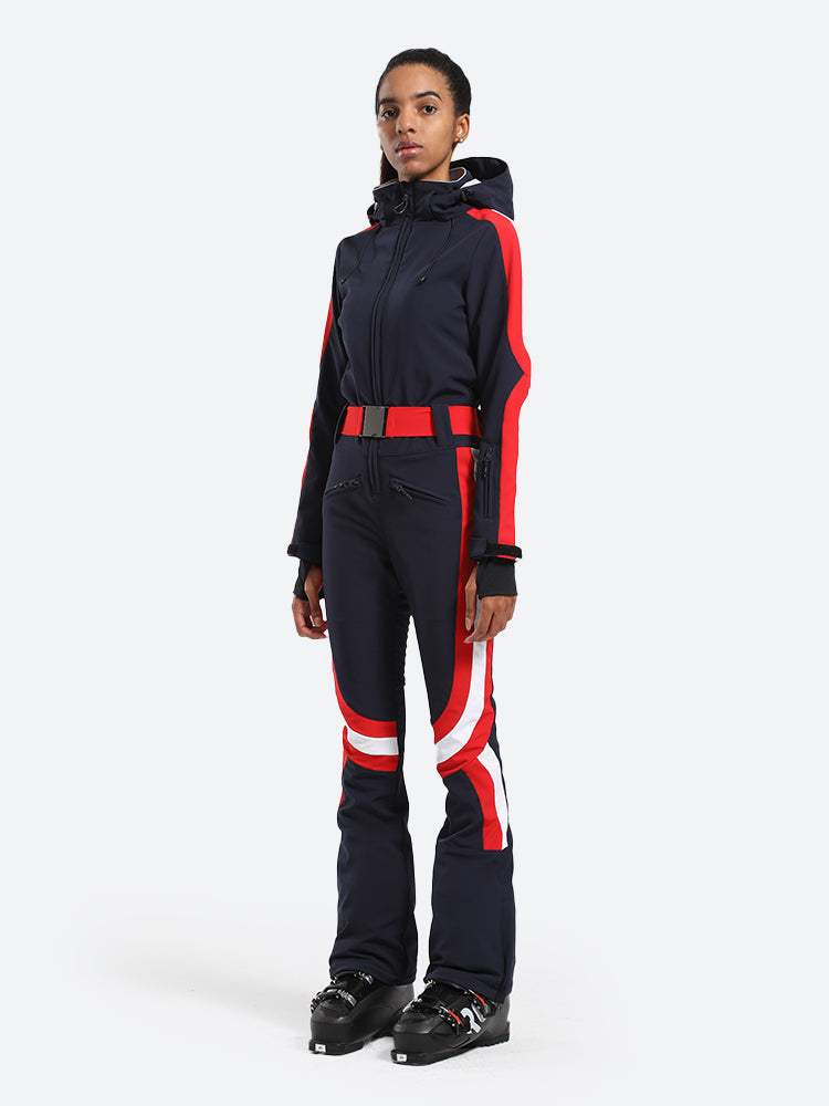 Women's Black Stylish Athleticism Ski Suit One-Piece Snowboard Suit - Gsou Snow