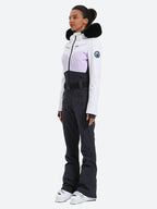 Women's Purple & Black Waist-Defining Waterproof Ski Suits Insulated One-Piece Snowboard Suits - Gsou Snow