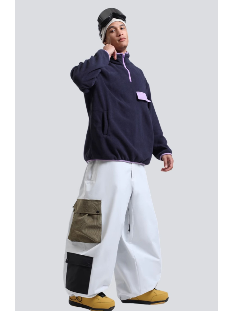 Men's Baggy Snowboard Pants Color Block Double Cargo Snow Pants - Gsou Snow