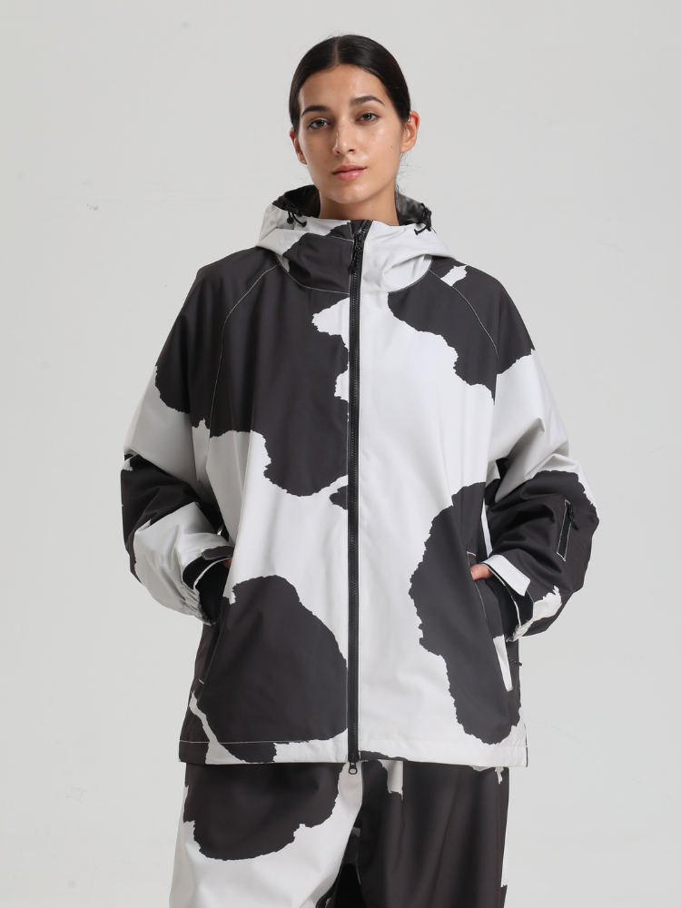 Women's Baggy Snowboard Jacket Bold Cow Print Snow Jacket – Gsou Snow