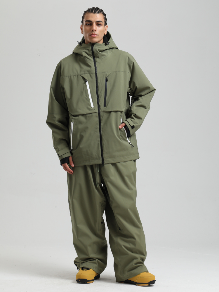 Men's Cargo Snowboard Jacket StormGuard Insulated Baggy Snow Jacket - Gsou Snow