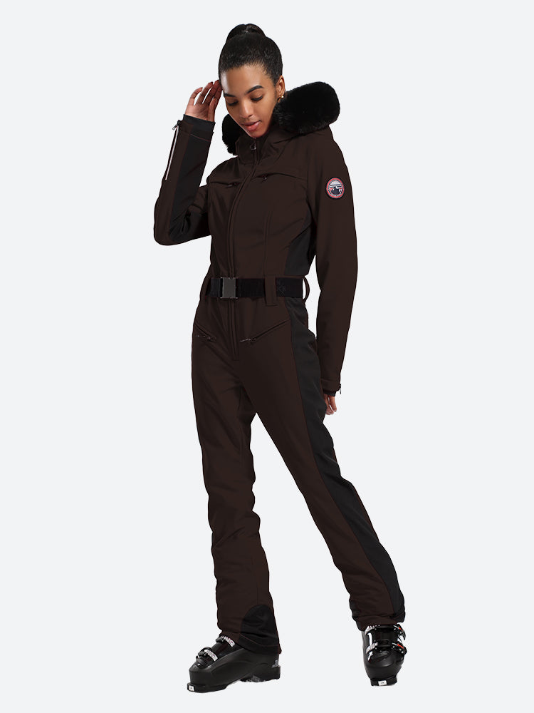 Women's Faux-Fur Slim Ski Suits - Gsou Snow