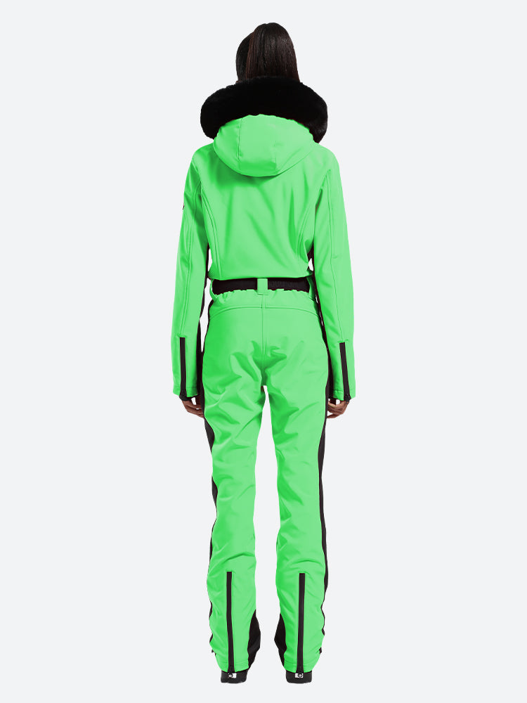 Women's Faux-Fur Slim Ski Jumpsuit One Piece Ski Suit - Gsou Snow