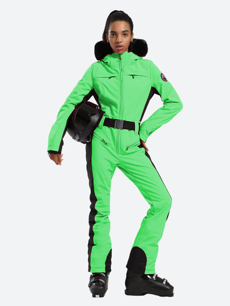 Women's Faux-Fur Slim Ski Suits - Gsou Snow